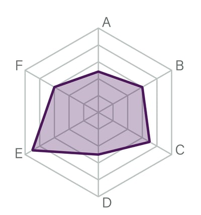 Radar chart with 6 axes